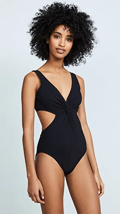 Karla Colletto Basics V-neck Monokini Swimsuit In Black