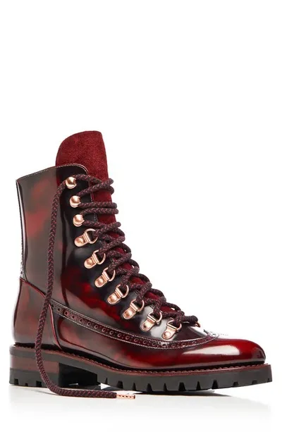 The Office Of Angela Scott Mr. Bernard Burnished Lace-up Boots In Bordeaux