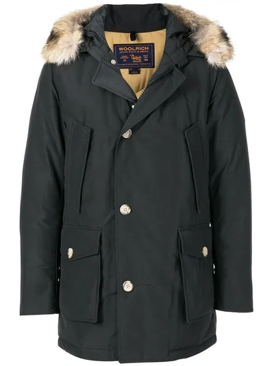 Woolrich Fur Hood Trim Parka In Grey