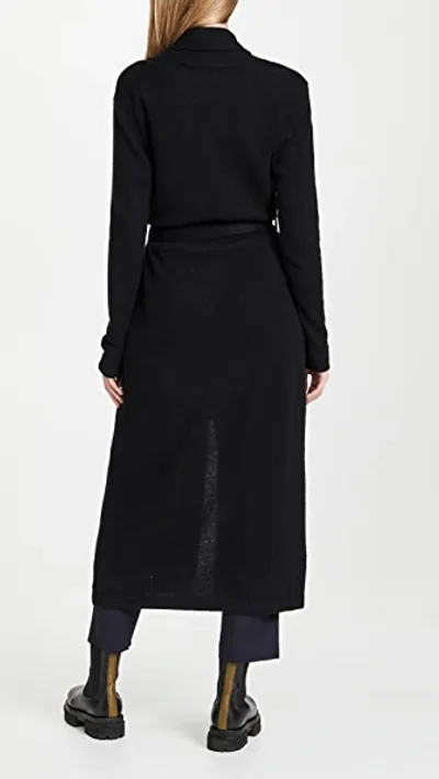 White + Warren Cashmere Long Robe In Black