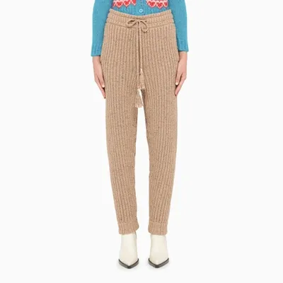 Alanui Brown Knitted Pants With Tassels