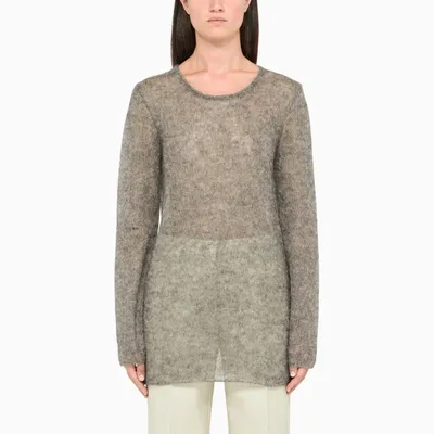 Miu Miu Grey Semi-transparent Sweater In Black