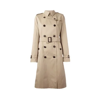 Burberry Button Detailed Kensington Trench Coat In Beige