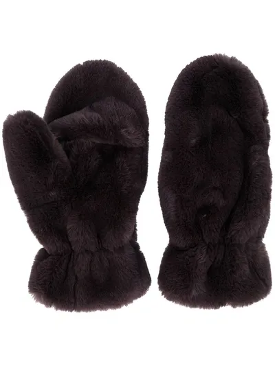 Apparis Ariel Faux-fur Fingerless Gloves In Espresso