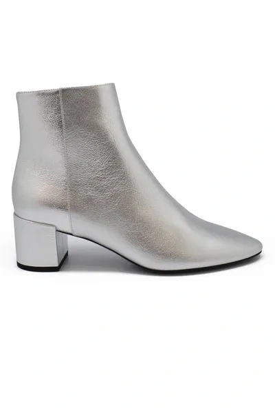 Saint Laurent Loulou 50 Ankle Boots In Silver