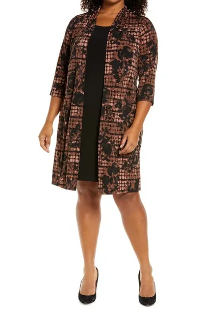 Connected Apparel Two Piece Jacket & Dress In Brown