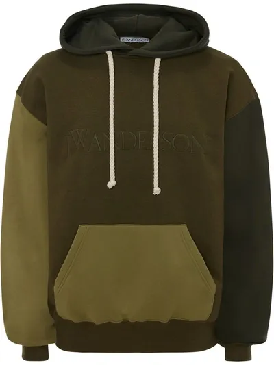 Jw Anderson Embroidered-logo Hoodie In Green