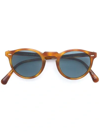 Oliver Peoples Gregory Peck 47mm Round Sunglasses - Vintage Tortoise Brown In Brown Grey