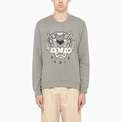 Kenzo Gray Sweatshirt With Logo Embroidery In Grey