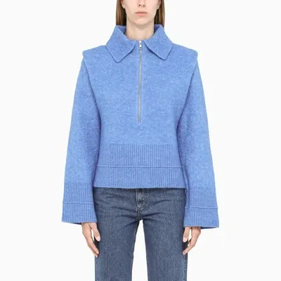 Remain Birger Christensen Blue Zipped Sweater In Light Blue