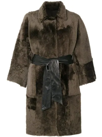 Drome Oversized Fur Reversible Coat In Green