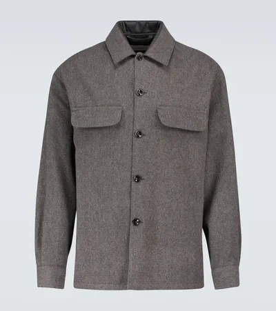 Lemaire Long-sleeved Wool Overshirt In Grey