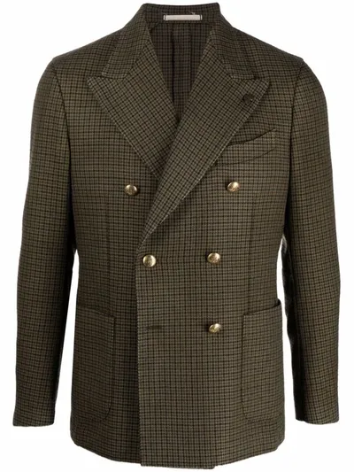 Gabriele Pasini Check-pattern Double-breasted Wool Blazer In Grün