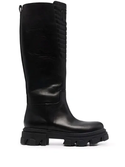 Chiara Ferragni Eyelike Knee-high Biker Boots In Nero