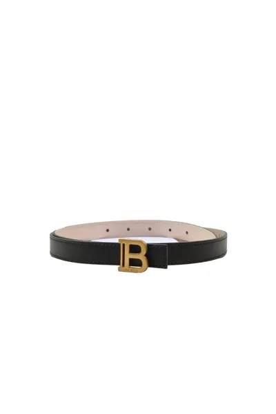 Balmain Logo-buckle Leather Belt In Noir