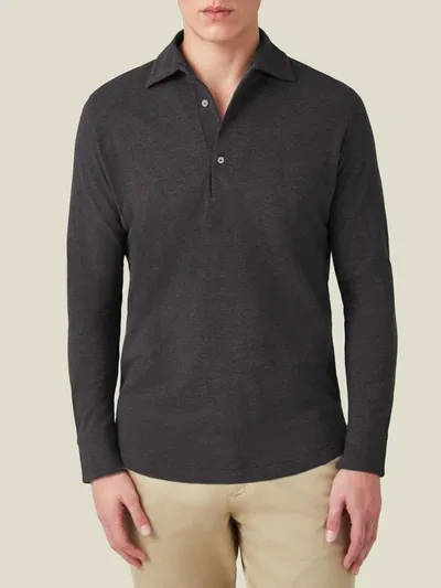 Luca Faloni Charcoal Grey Brera Piqué Polo Shirt