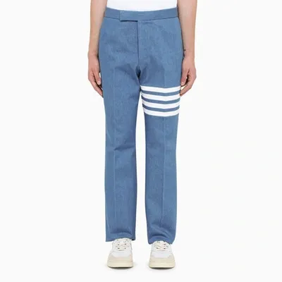 Thom Browne 4-bar Stripe Nlue Denim Jeans In Blue