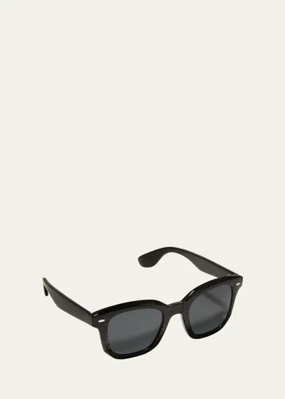 Brunello Cucinelli Nino Acetate Sunglasses With Polarised Lenses In Black Midnight