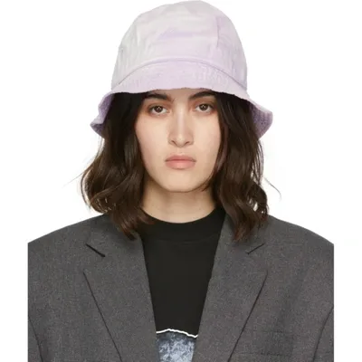 We11 Done Iridescent Logo Bucket Hat In Purple