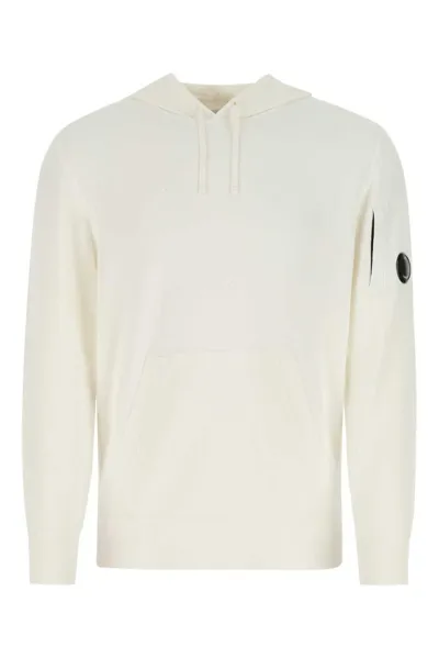 C.p. Company Lens-detail Long-sleeved Hoodie In White