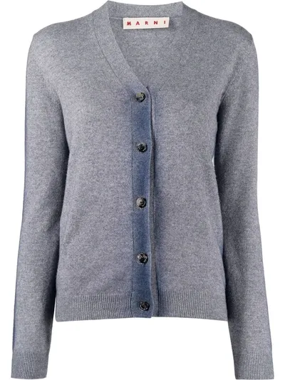 Marni Spray-painted Cashmere Cardigan In Grey