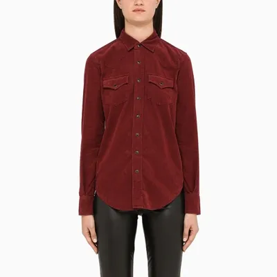 Saint Laurent Bordeaux Jeans Shirt In Burgundy