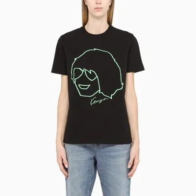 Kenzo Black T-shirt With Contrasting Print