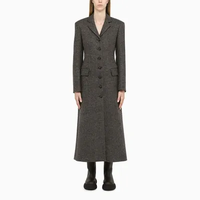 Sportmax Grey Melange Aquile Double-breasted Coat