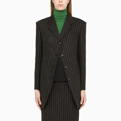 Sportmax Pinstripe Canapa Single-breasted Blazer In Grey