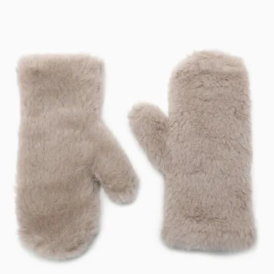 Max Mara Beige Teddy Mittens