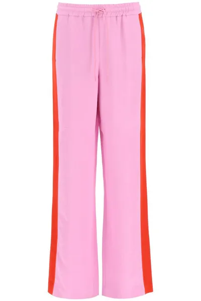 Burberry Wide Leg Track Pants Primrose Pink And Red