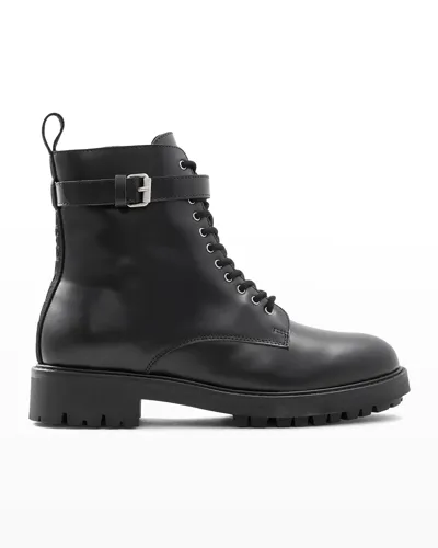 Belstaff Finley Suede Lace-up Combat Booties In Black