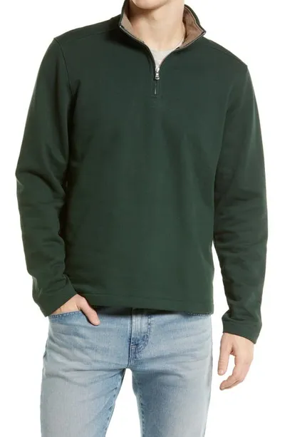 Bonobos Piqué Fleece Half Zip Pullover In Pine Needles