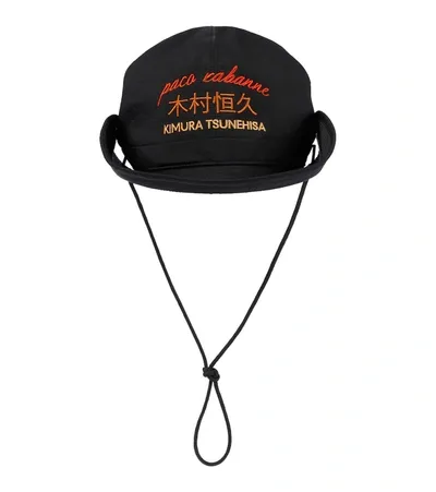 Rabanne X Kimura Tsunehisa Embroidered Faille Bucket Hat In Black