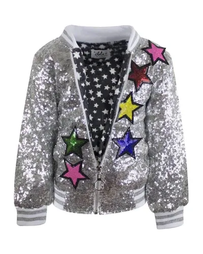 Lola + The Boys Kids' Girl's Unicorn Sequined Bomber Jacket In Grey