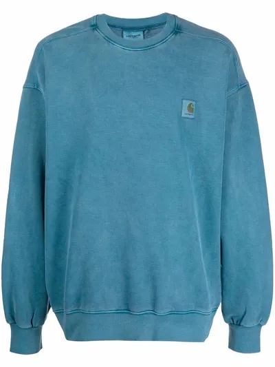 Carhartt Logo-patch Crew-neck Sweatshirt In Blue