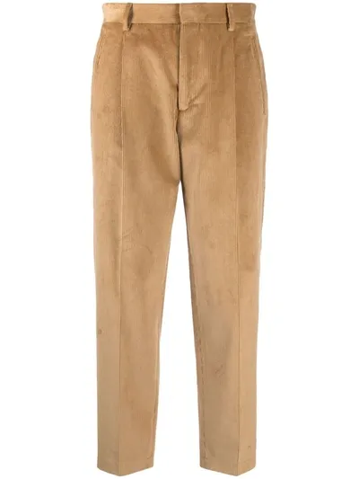 Woolrich Cropped Corduroy Trousers In Beige