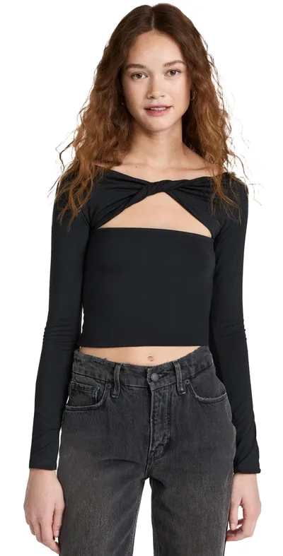 Ser.o.ya Artemis Long-sleeve Cutout Top In Black