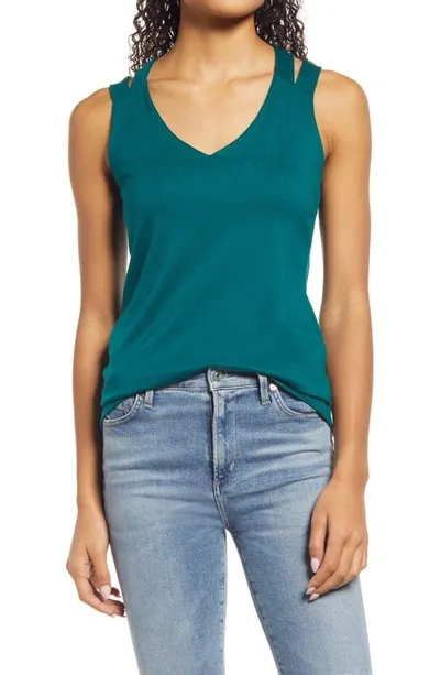 Loveappella Strappy Layering Tank In Hunter Green