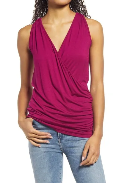 Loveappella Faux Wrap Tank In Magenta