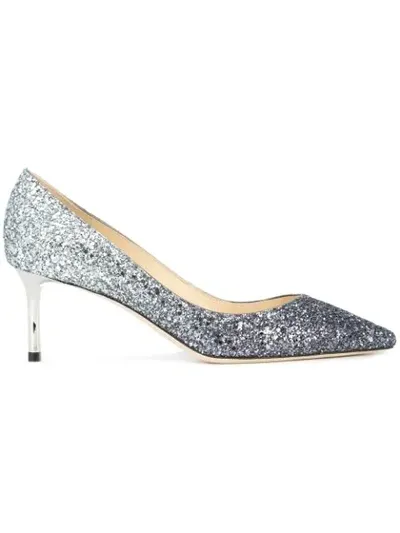 Jimmy Choo Romy 60 Degrade Coarse Glitter Pumps In Grey