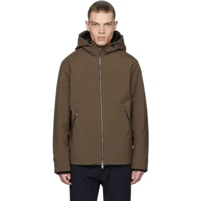 Theory Brown Bond Wool Down Jacket In 07q Mink Melange