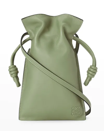 Loewe Flamenco Pocket Mini Drawstring Crossbody Bag In Rosemary