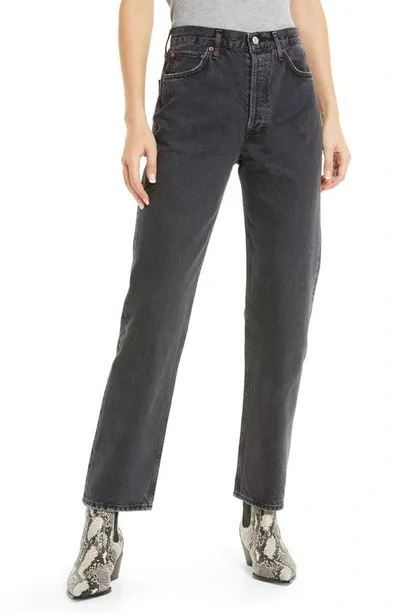 Agolde '90s Pinch Waist Straight Leg Jeans - Women's - Organic Cotton In Black