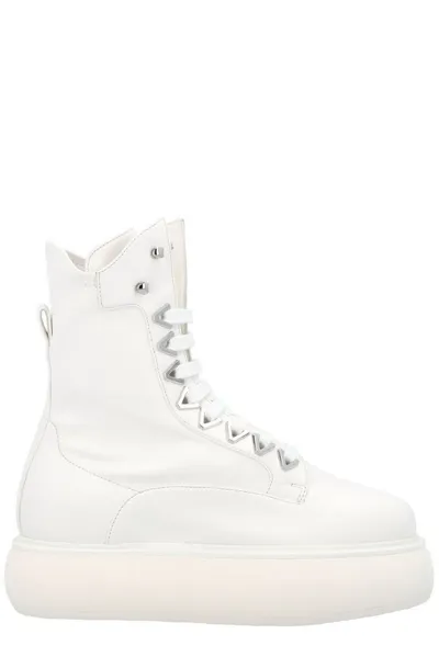 Attico Selene Flatform Ankle Boots In White