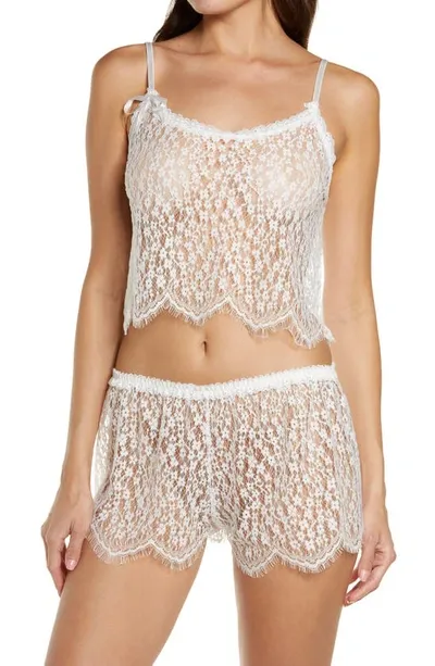 Coquette Crop Lace Top & Tap Shorts Set In White