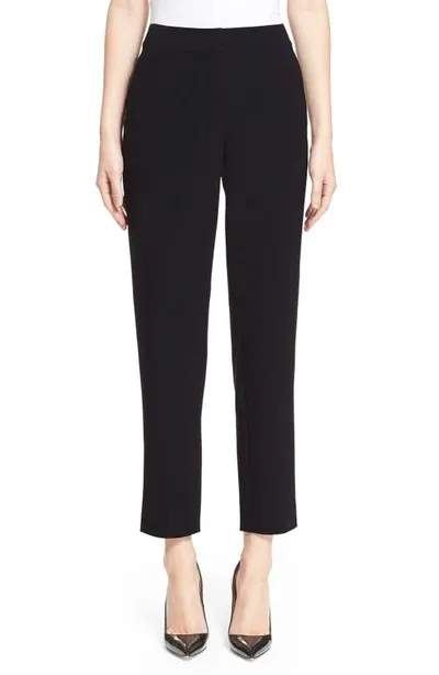 St John St. John Collection Emma Crop Crepe Marocain Pants In Caviar