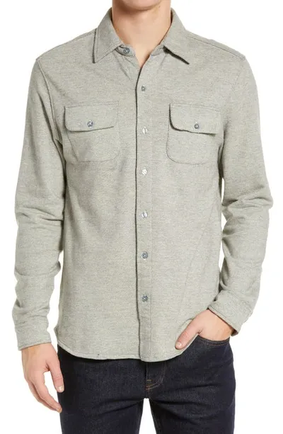 The Normal Brand Textured Knit Long Sleeve Button-up Shirt In Graphite