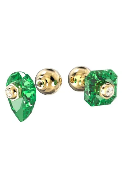 Swarovski Numina Mismatched Stud Earrings In Green