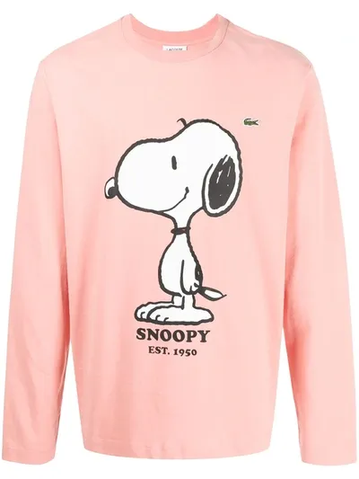 Lacoste X Peanuts Crew Neck Sweatshirt In Pink